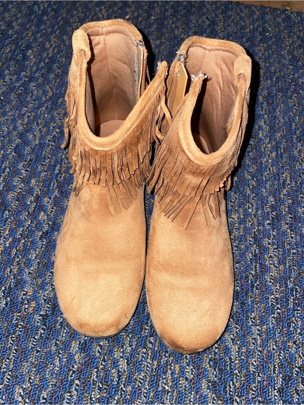 Kids Fringe Faux Suede Ankle Boots - Girl size 4